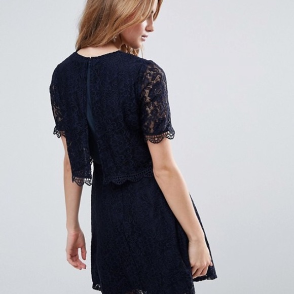 ASOS Skater Dress in Lace with Crop Top Layer - Picture 2 of 5
